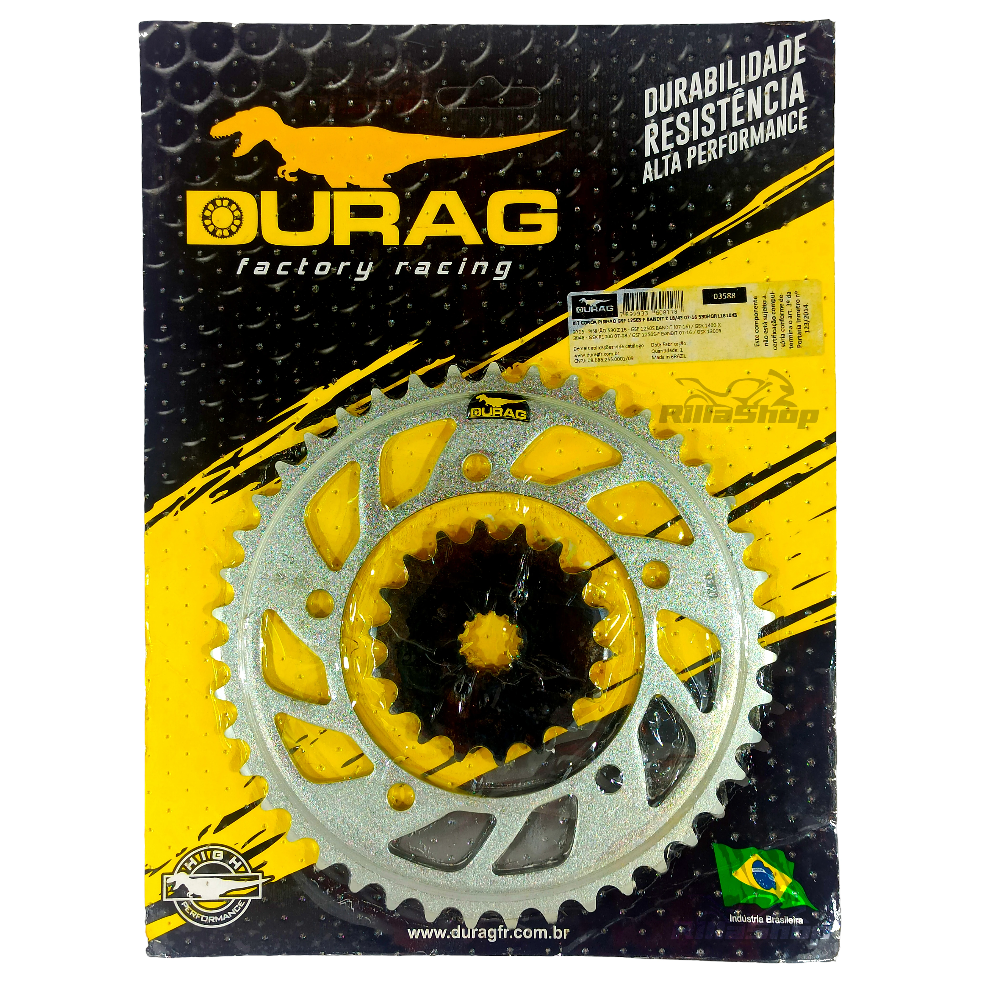 Kit Coroa e Pinhão Durag 530 43/18 Gsf 1250 S N Bandit 2007 até 2016