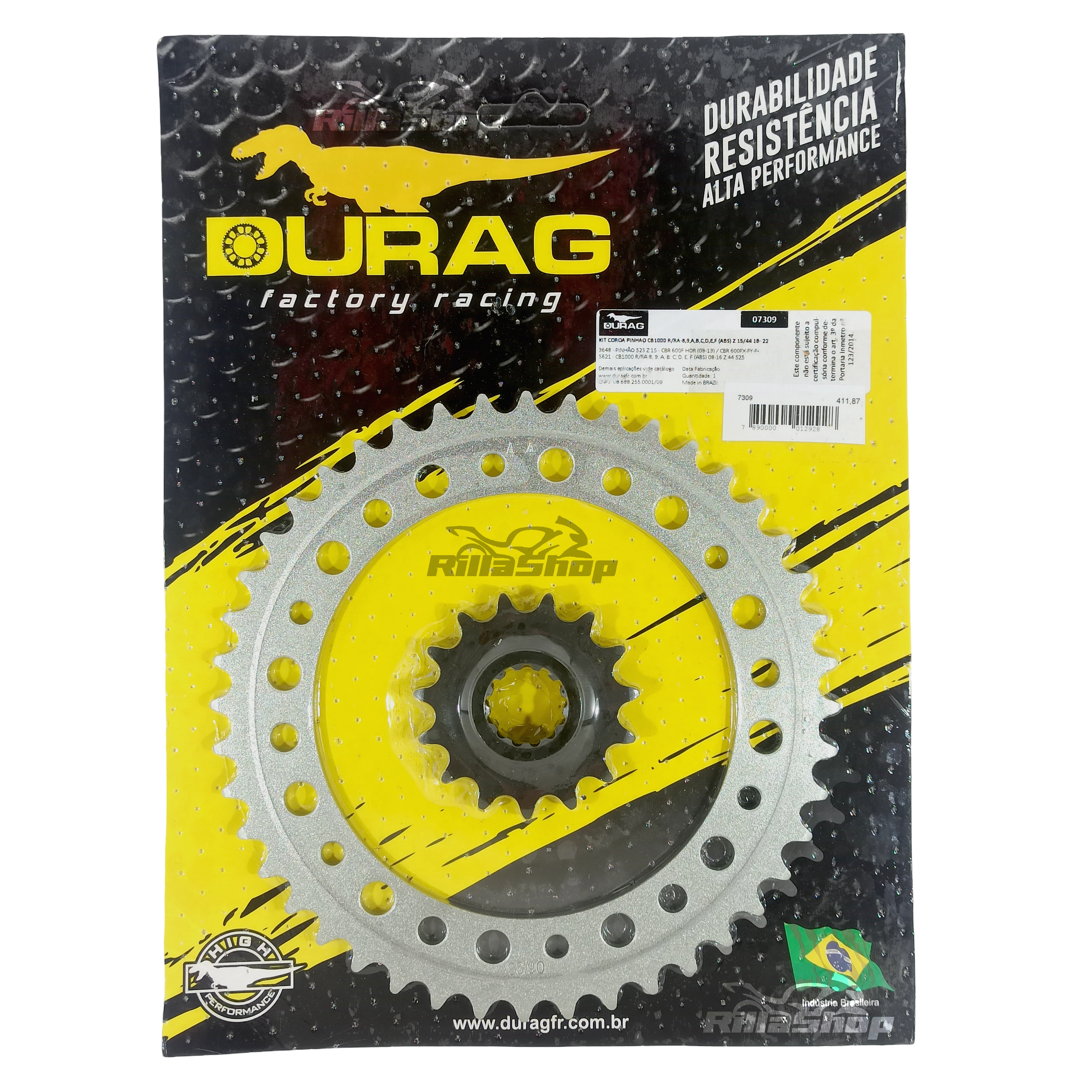 Kit Coroa e Pinhão Durag 525 44/15 Honda Cb 1000 R 2018 até 2024