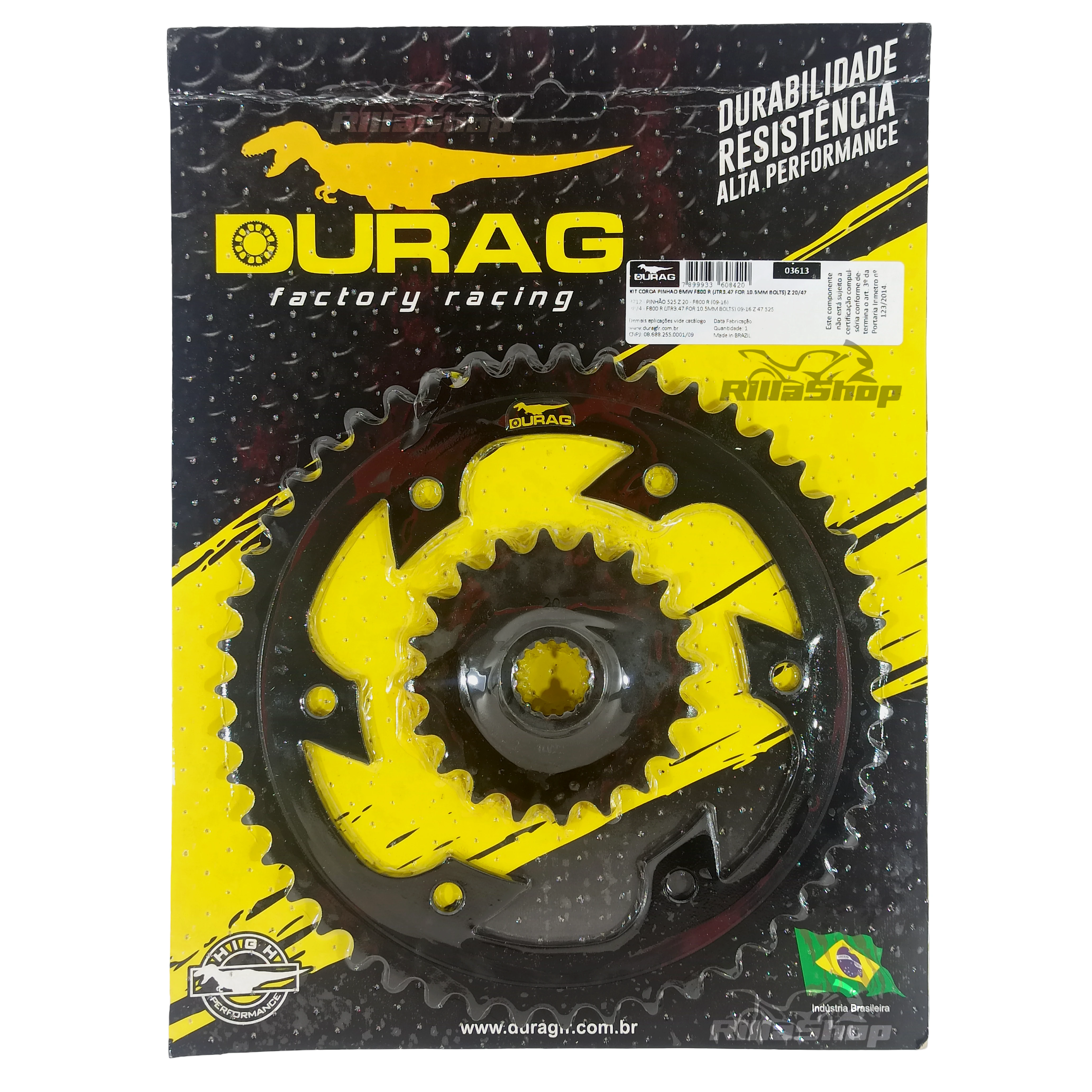 Kit Coroa e Pinhão Durag 525 47/20 Bmw F 800 R 2009 até 2018 10,5mm