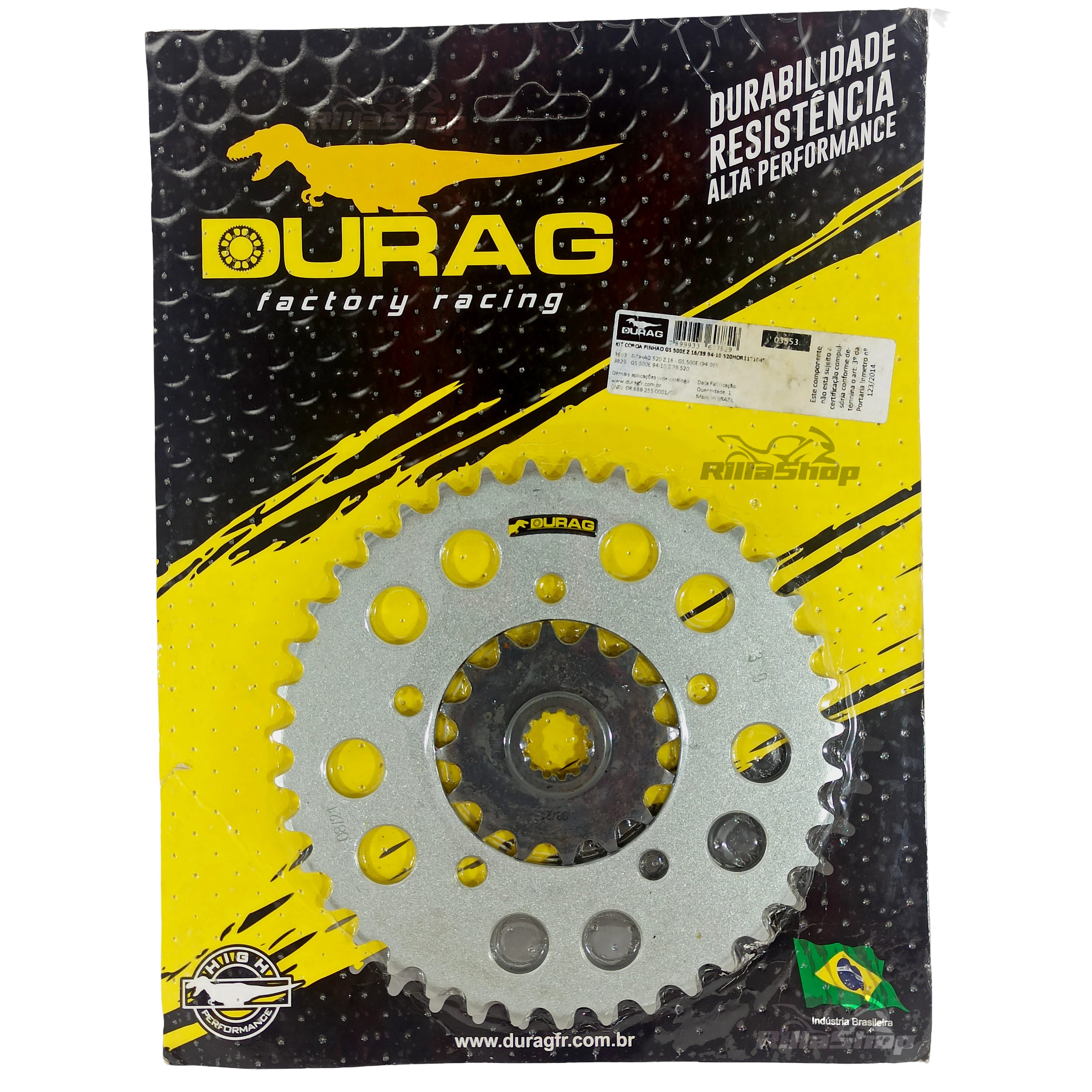 Kit Coroa e Pinhão Durag 520 39/16 Suzuki Gs 500 E 1993 até 2010