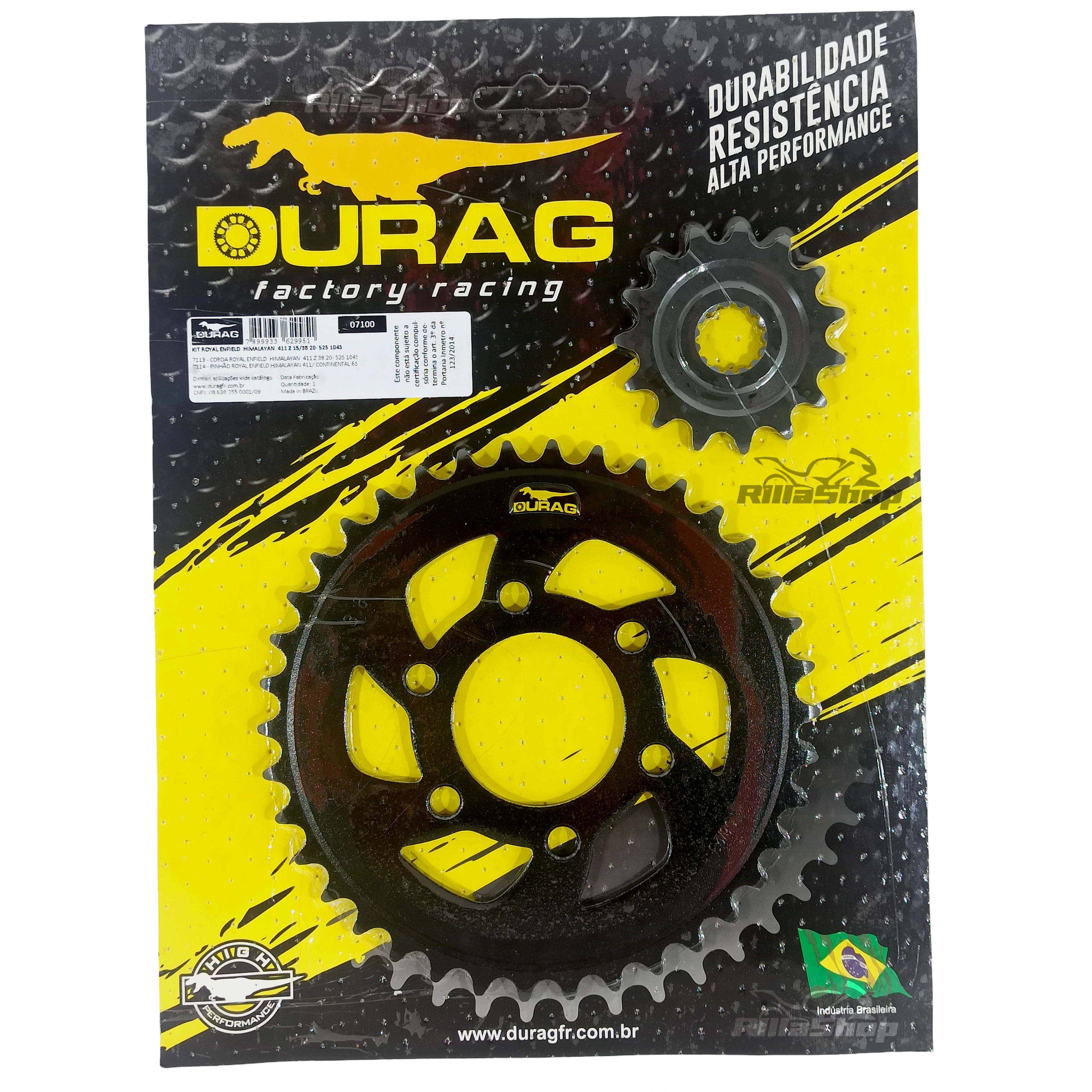 Kit Coroa e Pinhão Durag 525 38/15 Royal 411 Himalayan 2017 até 2024