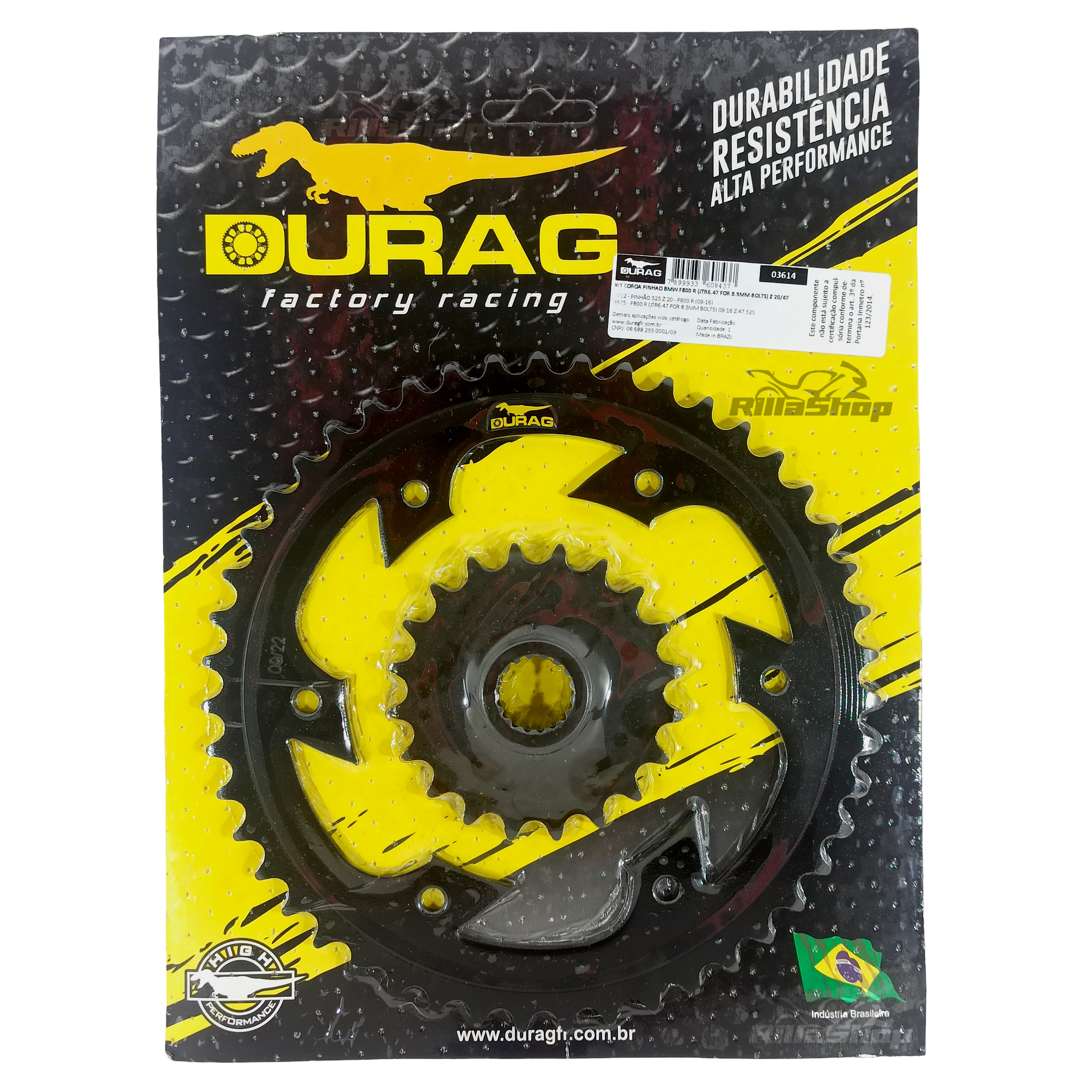 Kit Coroa e Pinhão Durag 525 47/20 Bmw F 800 R 2009 até 2018 8,5mm