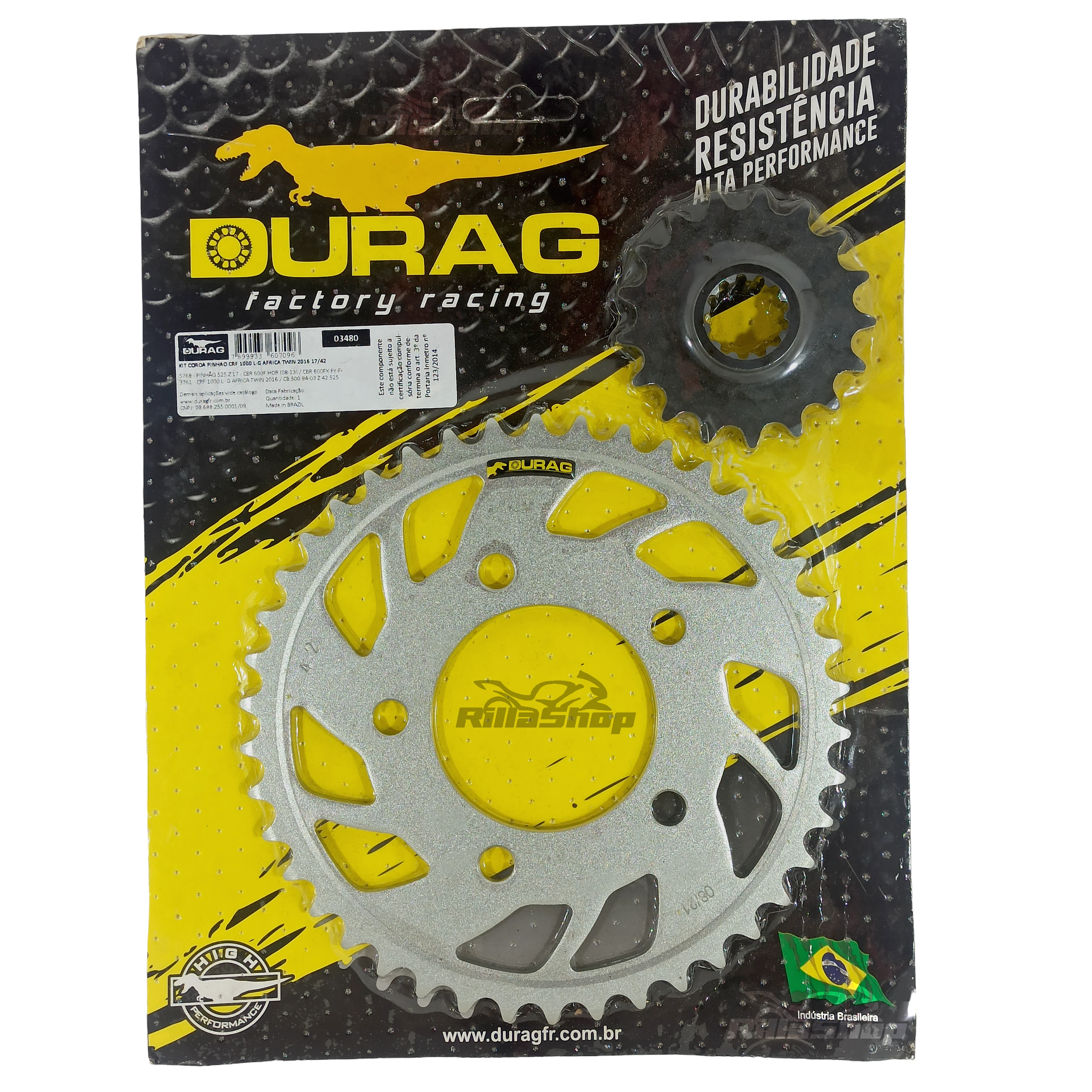 Kit Coroa e Pinhão Durag 525 42/17 Honda Crf 1000 Africa Twin 2016 até 2022