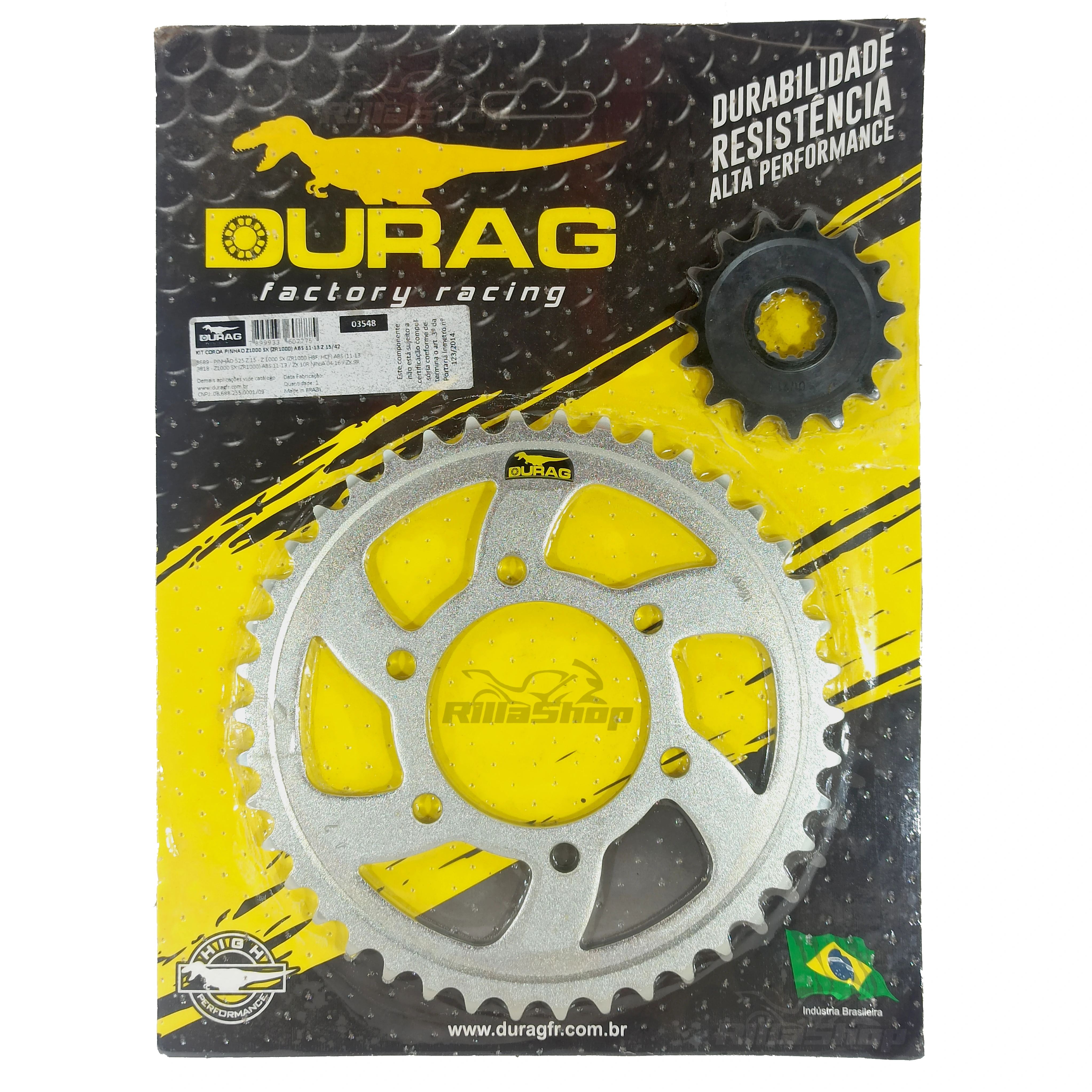 Kit Coroa e Pinhão Durag 525 42/15 Kawasaki Z 1000 Abs 2011 até 2013