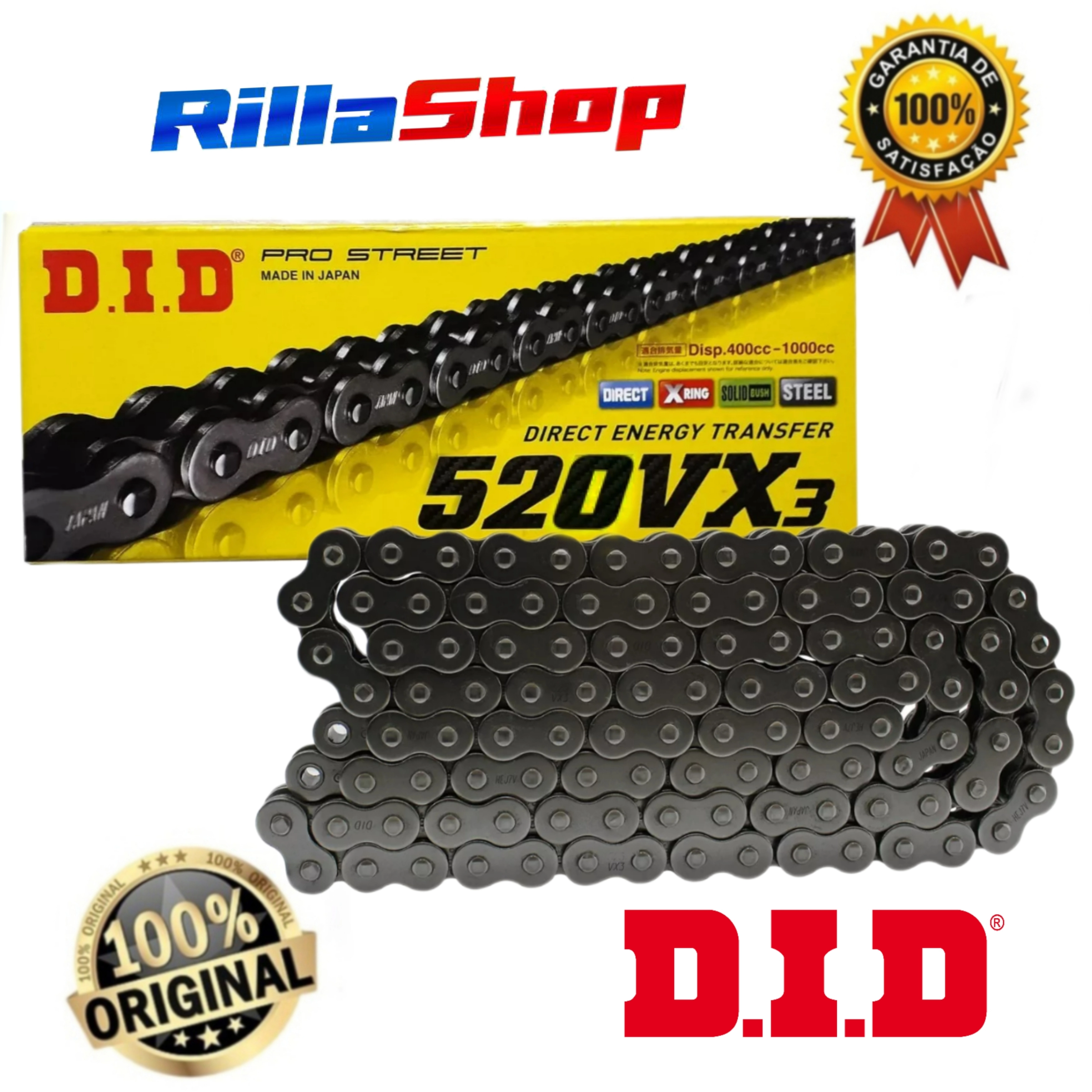 Corrente de Transmissão com Retentor DID Vx3 Passo 520