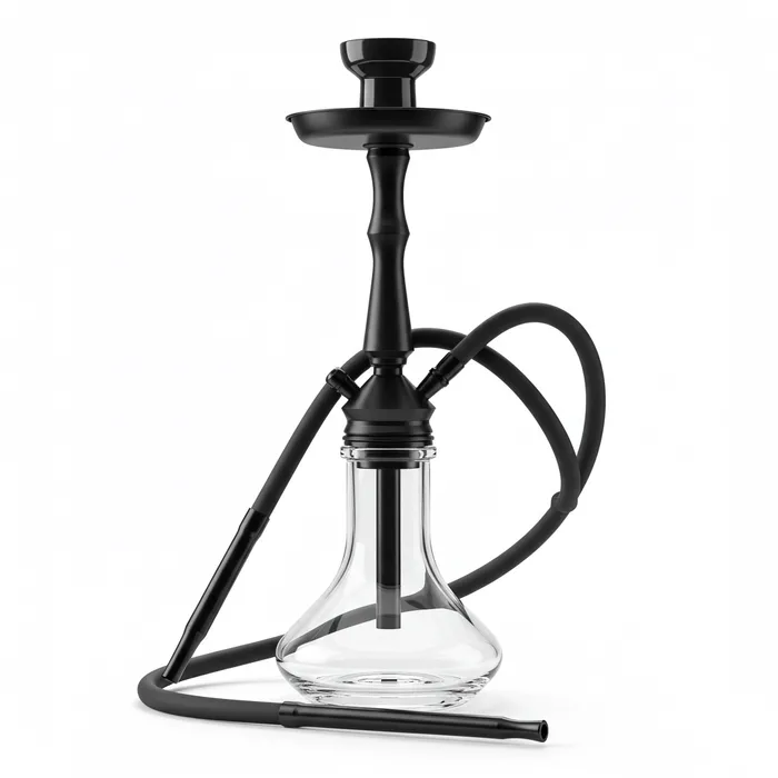 Narguilé Completo Zeus Mini - Preto Fosco com Vaso Transparente