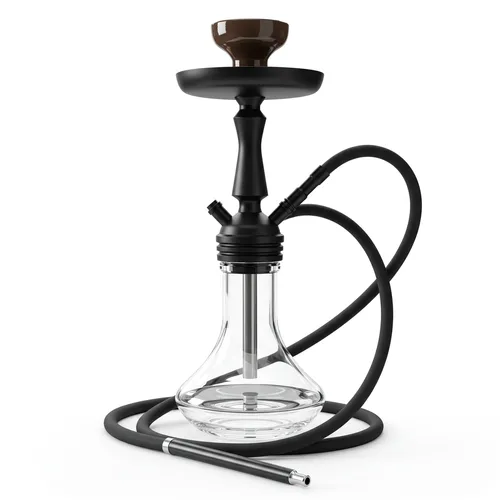 Narguilé Completo Zeus Mini - Preto Fosco com Vaso Transparente