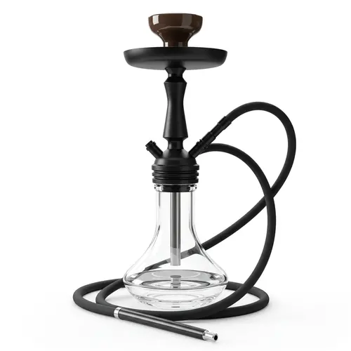 Narguilé Completo Zeus Mini - Preto Fosco com Vaso Transparente