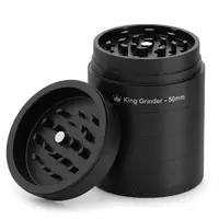 Dichavador de Alumínio 3 Partes King Grinder – Preto Fosco 50mm - imagem 2