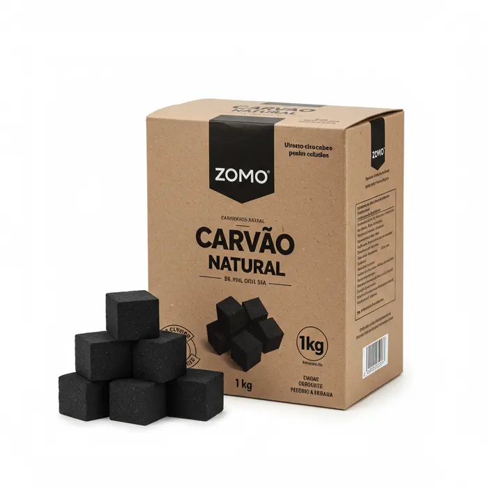 Carvão de Coco Zomo 1kg – Natural para Narguilé (26mm)