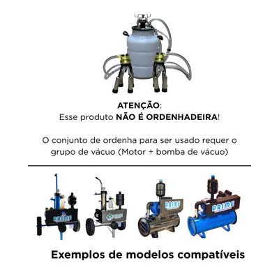 Ordenhadeira Balde ao Pé BV300 Motor 1CV Depósito Rotomoldado 110V e 220V Até 3 Conjuntos