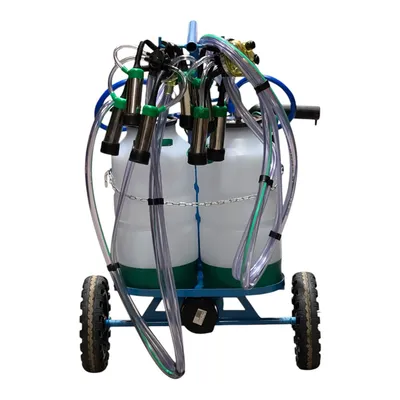 Ordenhadeira Móvel BV300 com 2 conjuntos de 25L In Pulse, motor WEG 1CV e estrutura reforçada.