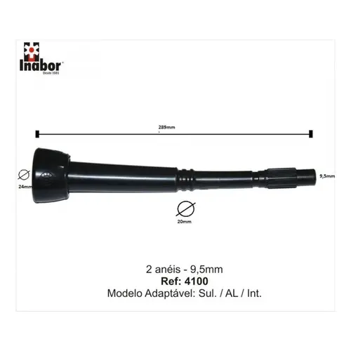 TETEIRA INSUFLADOR DE ORDENHA 2 ANÉIS 9,5 MM INABOR
