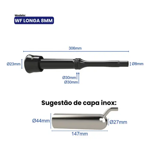 Teteiras Insuflador Westfalia Longa 8mm Inabor / Ordenhar 