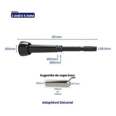 Teteira Insuflador 2 Anel 9,5mm - In Pulse Ordenhadeiras