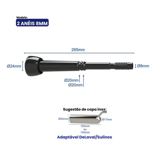 Teteira Insuflador 2 Anel 8mm - In Pulse - Kit 4 Peças