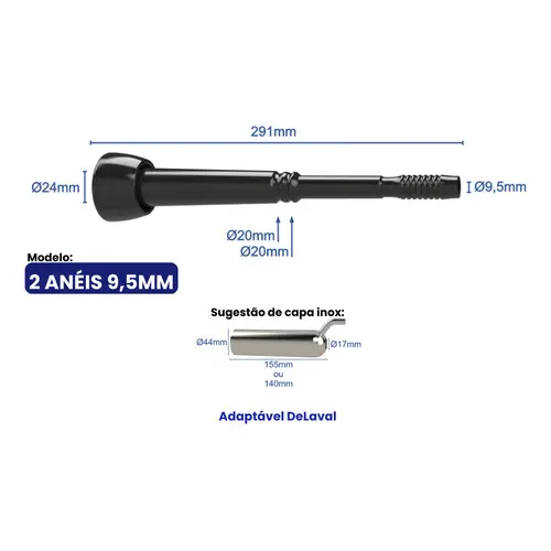 TETEIRA INSUFLADOR 2 ANEIS 9,5MM/ORDENHA