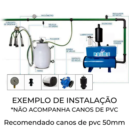 Ordenhadeira Prime Balde ao Pé BV 600 litros - Motor 2 cv