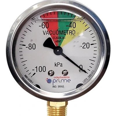 Vacuômetro Analógico 100 Kpa Com Glicerina Para Ordenhadeira