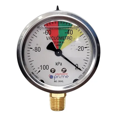 Vacuômetro Analógico 100 Kpa Com Glicerina Para Ordenhadeira