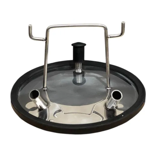 TAMPA DO TARRO INOX CEGA 3 FUROS E jUNTA (1 VACUO 2 LEITE)