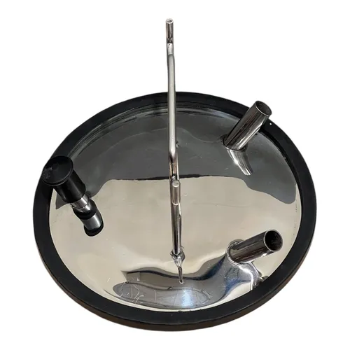 TAMPA DO TARRO INOX CEGA 3 FUROS E jUNTA (1 VACUO 2 LEITE)