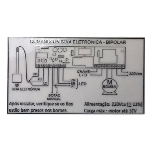 Caixa De Comando Com Placa Eletrônica Para Boia Bipolar