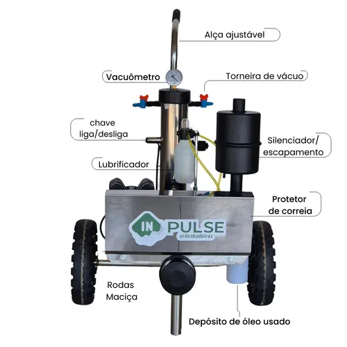 Ordenhadeira Móvel Inox In Pulse - BV 300 - Motor 1 cv - 1 a 2 conjuntos