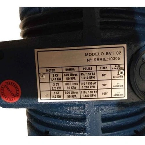 Bomba De Vacuo 750 Litros Triunfo Bvt 2 Com Polias A2 - a vácuo