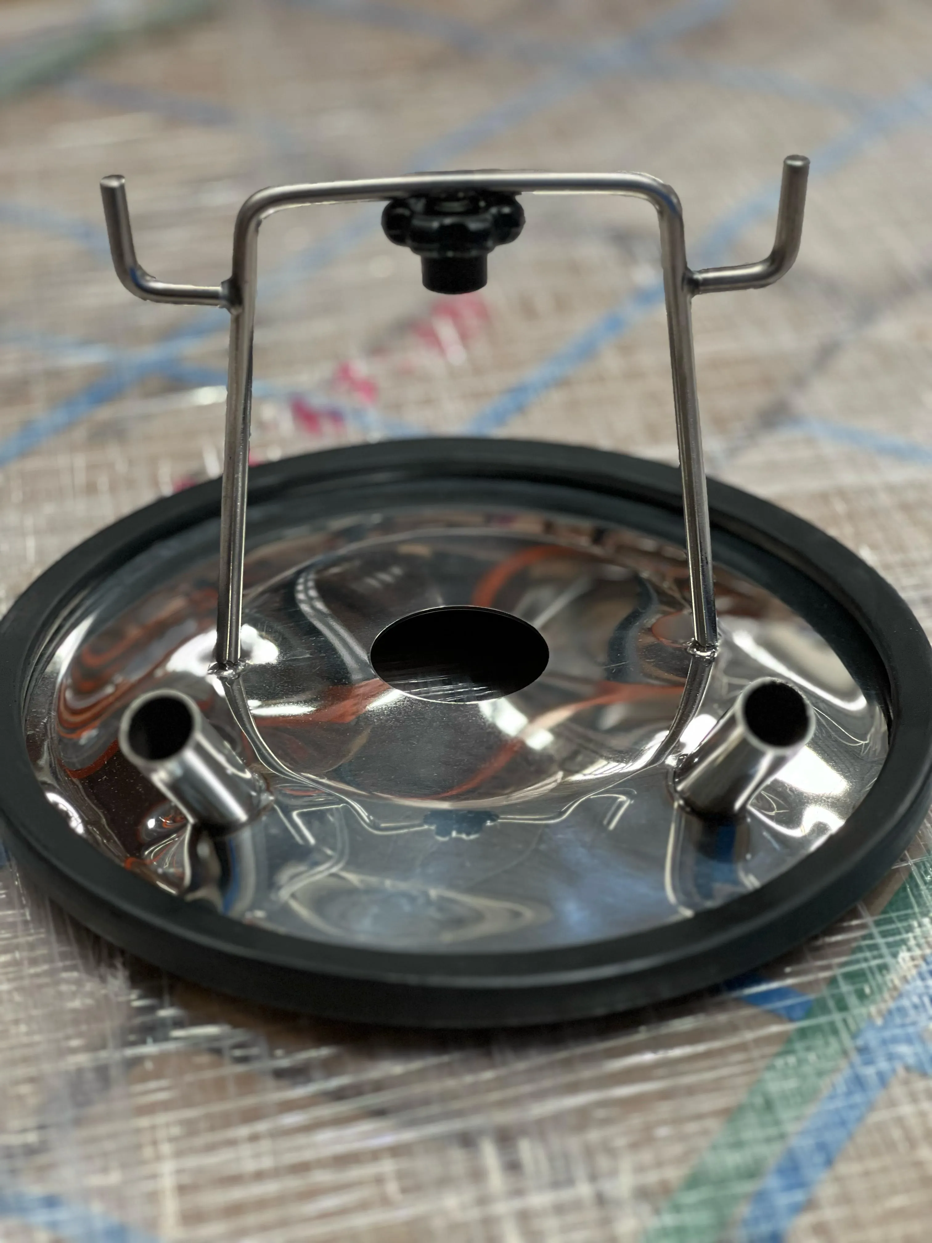 Tampa Do Tarro Latão Em Inox 2 Entradas P/ordenha Completa