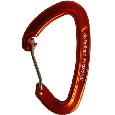 MOSQUETÃO EM ALUMÍNIO D ASSIMETRICO SEM TRAVA GATILHO ARAMIDO 28kN LARANJA - CE-EN - FOR ROPE ®