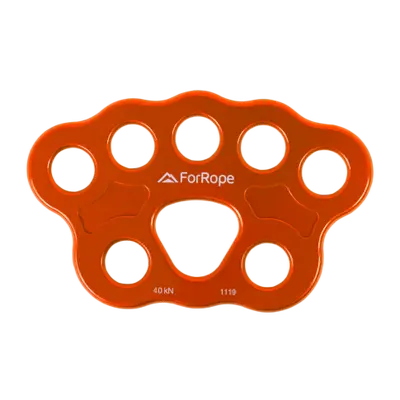 PLACA DE ANCORAGEM EM ALUMÍNIO - 8 (5+3) FUROS - LARANJA - 40kN - FOR ROPE ®