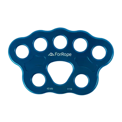 PLACA DE ANCORAGEM EM ALUMÍNIO - 8 (5+3) FUROS - AZUL - 40kN - FOR ROPE ®