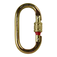 MOSQUETÃO AÇO OVAL TRAVA ROSCA 25kN AMARELO ZINCO - COM INDICADOR VERMELHO - CE-EN - FOR ROPE ® - imagem 1