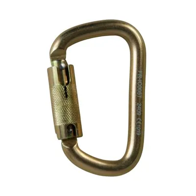 MOSQUETÃO AÇO D ASSIMETRICO 45KN - TRAVA TRIPLA AUTO - CE EN NBR - FOR ROPE