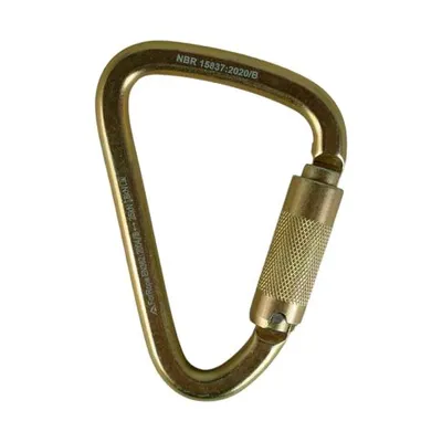 MOSQUETAO ACO - HMS/ PERA - AUTO/ DUPLA TRAVA - 25KN - (AMARELO/ ZINCO) - CE/ EN NBR - FOR ROPE