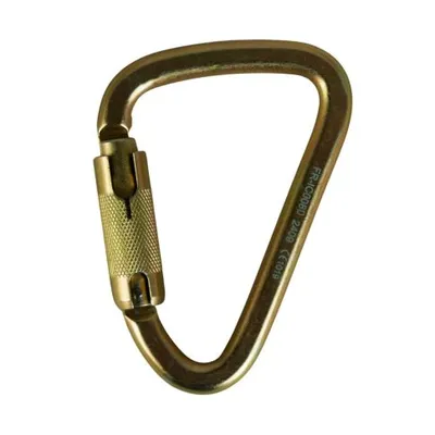MOSQUETAO ACO - HMS/ PERA - AUTO/ DUPLA TRAVA - 25KN - (AMARELO/ ZINCO) - CE/ EN NBR - FOR ROPE