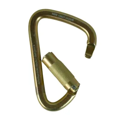 MOSQUETAO ACO - HMS/ PERA - AUTO/ DUPLA TRAVA - 25KN - (AMARELO/ ZINCO) - CE/ EN NBR - FOR ROPE