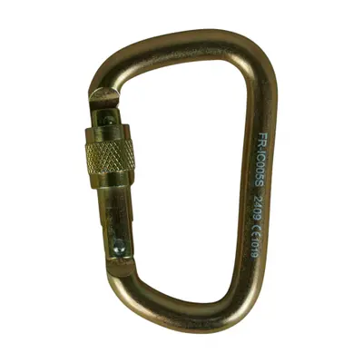 MOSQUETÃO AÇO D ASSIMETRICO 45kN - TRAVA ROSCA - CE EN NBR - FOR ROPE