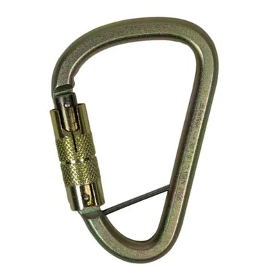 MOSQUETÃO AÇO PERA/HMS COM PINO CAPTIVO TRIPLA TRAVA AUTO 30kN AMARELO/ZINCO - ANSI - FOR ROPE