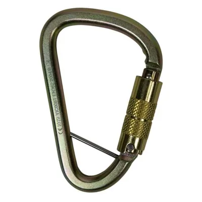 MOSQUETÃO AÇO PERA/HMS COM PINO CAPTIVO TRIPLA TRAVA AUTO 30kN AMARELO/ZINCO - ANSI - FOR ROPE