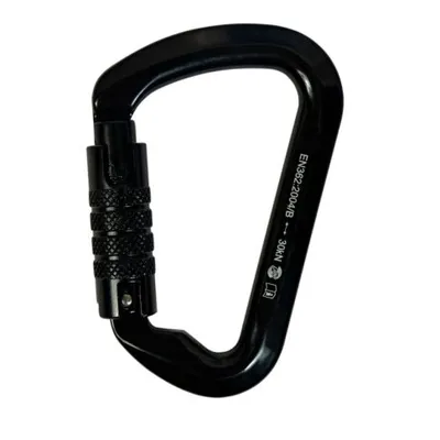 MOSQUETÃO EM ALUMÍNIO D ASSIMÉTRICO - DUPLA TRAVA AUTO - 30kN - PRETO - CE EN - FOR ROPE ®