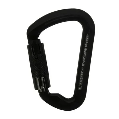 MOSQUETÃO EM ALUMÍNIO D ASSIMÉTRICO - DUPLA TRAVA AUTO - 30kN - PRETO - CE EN - FOR ROPE ®