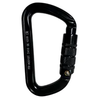 MOSQUETÃO EM ALUMÍNIO D ASSIMÉTRICO - TRIPLA TRAVA AUTO - 30kN - PRETO - CE EN - FOR ROPE ® - imagem 1