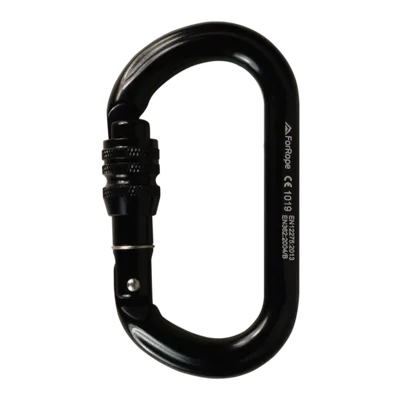 MOSQUETÃO ALUMINIO OVAL TRAVA ROSCA KEYLOCK 25kN PRETO - FOR ROPE ®