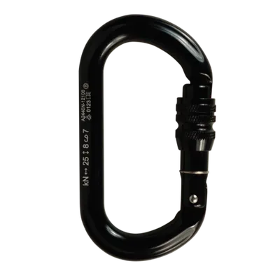 MOSQUETÃO ALUMINIO OVAL TRAVA ROSCA KEYLOCK 25kN PRETO - FOR ROPE ®