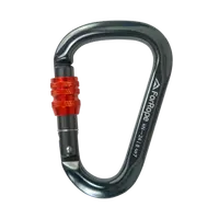 MOSQUETÃO ALUMÍNIO PERA/HMS 24KN - TRAVA ROSCA - (CINZA/ LARANJA) - CE/ EN - FOR ROPE - imagem 2