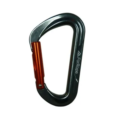 MOSQUETÃO EM ALUMÍNIO D MINI LIGHT - SEM TRAVA - 25kN CINZA - GATILHO RETO LARANJA CE/EN - FOR ROPE ®