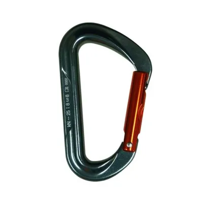 MOSQUETÃO EM ALUMÍNIO D MINI LIGHT - SEM TRAVA - 25kN CINZA - GATILHO RETO LARANJA CE/EN - FOR ROPE ®
