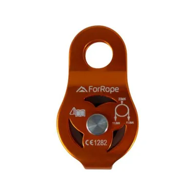 POLIA SIMPLES EM ALUMÍNIO ROLAMENTADO PLACAS FIXAS PARA CORDAS E CABOS DE 7 A 13mm - CE EN - 23kN - FOR ROPE ®